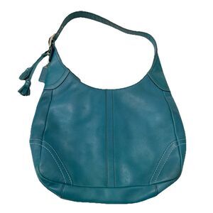 Vintage Coach F10280 Hamilton Purse Leather Turquoise Hobo Shoulder Bag Y2K 90s